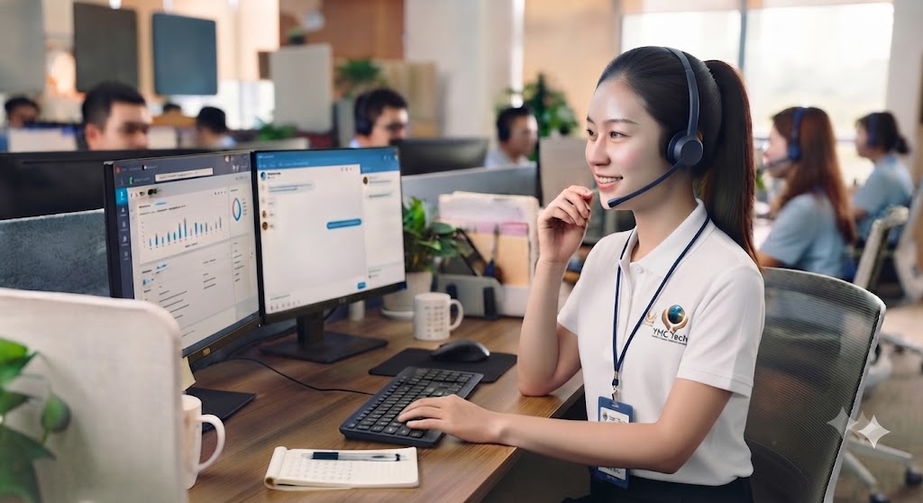 Customer Support Agent with Headset